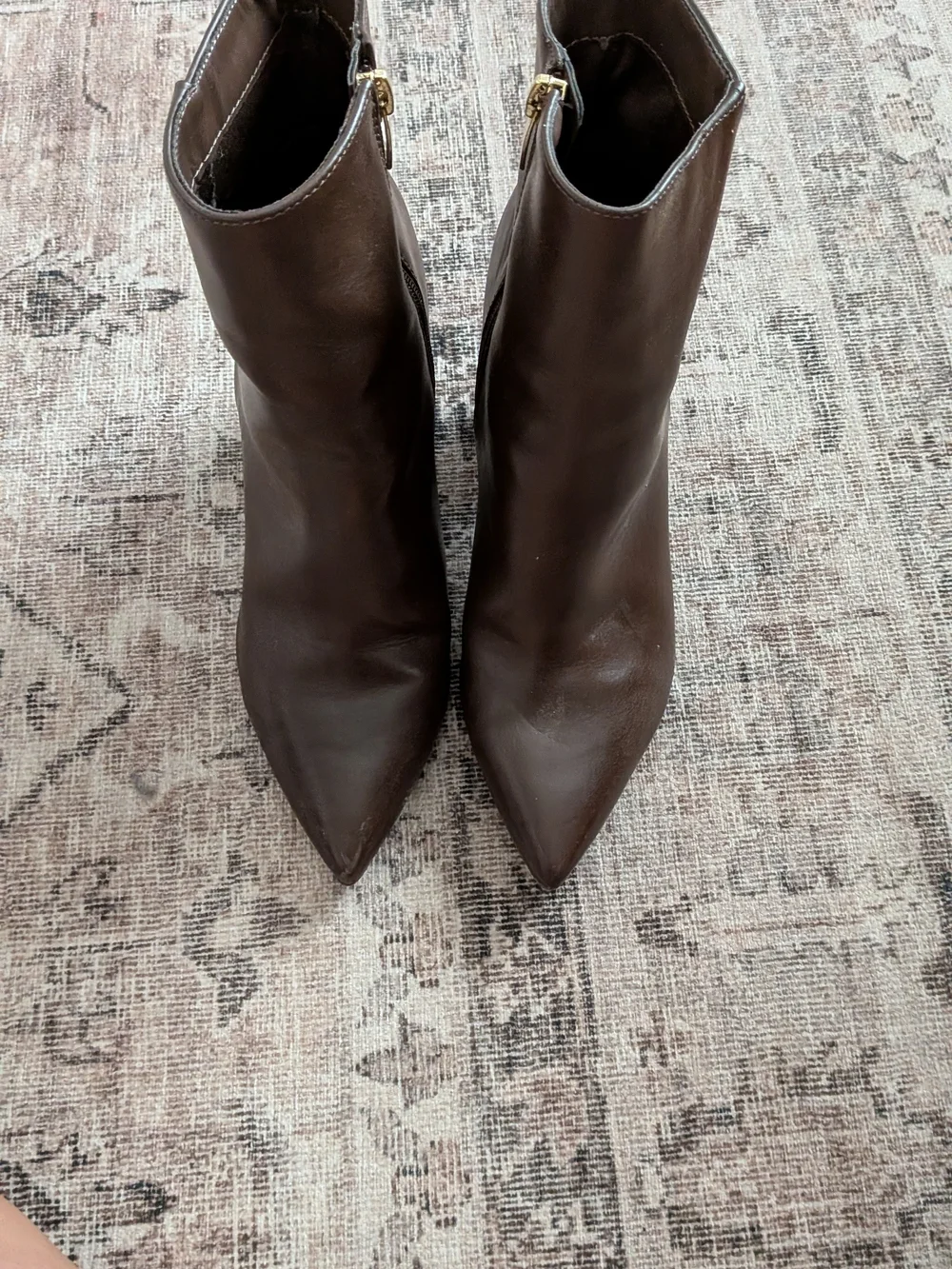 Nine West Dark Brown Pointed Toe Block Heel Ankle Boots